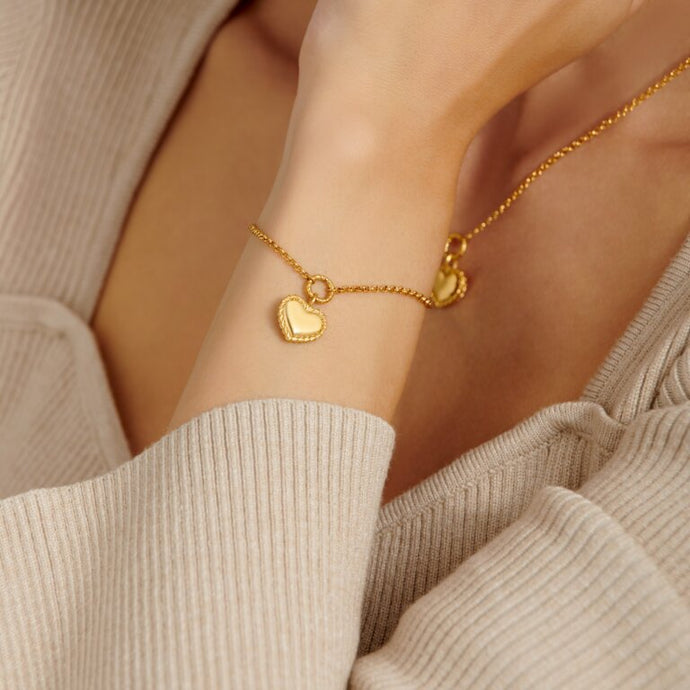 'Love' Waterproof Gold Heart Bracelet