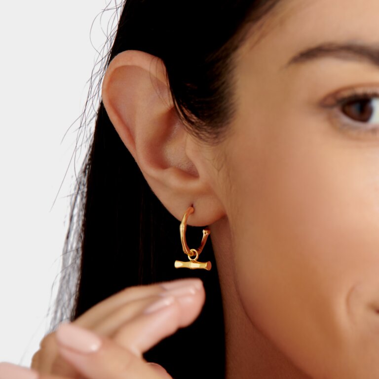 Bamboo Waterproof Gold Hoop Earrings