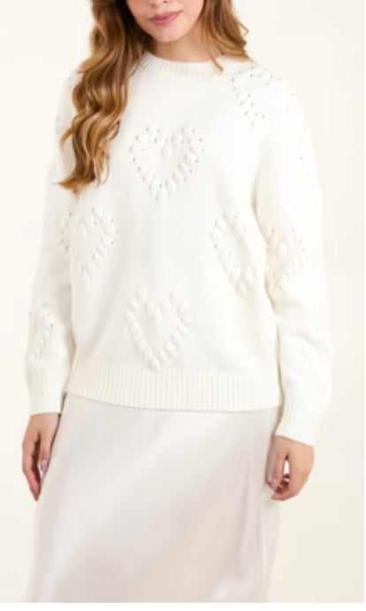 IVORY KNITTED HEARTS JUMPER