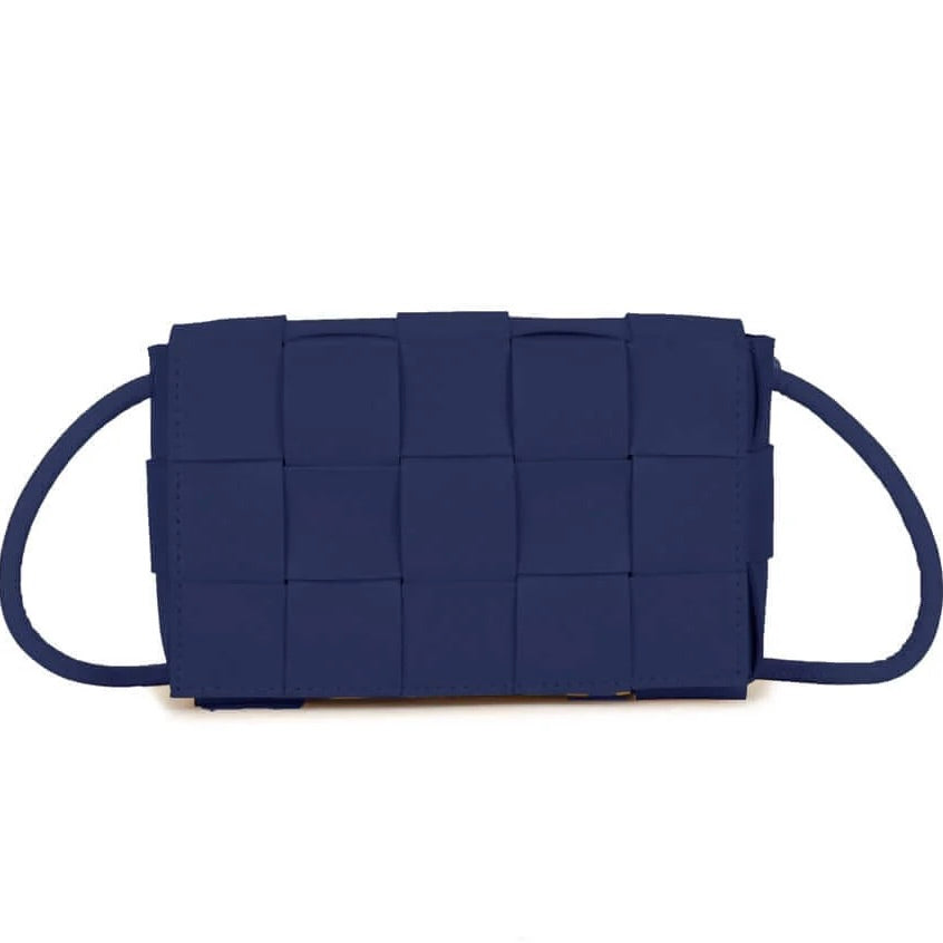 Navy Woven Cross Body Bag