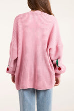 Load image into Gallery viewer, PINK CHERRY PRINT SLEEVE CARDIGAN