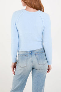 BLUE FLUFFY KNIT CROPPED JUMPER