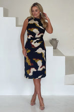 Load image into Gallery viewer, Tess High Neck Multi Print Midi Dress