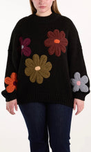 Load image into Gallery viewer, BLACK MULTI COLOUR FLOWERS KNIT JUMPER