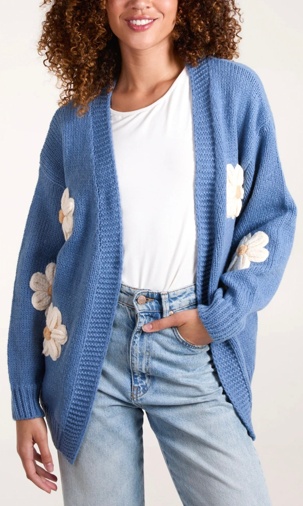 DENIM DAISY FLOWER CARDIGAN