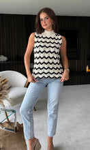 Load image into Gallery viewer, Jada Monochrome Crochet Chevron Top