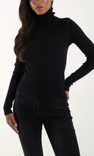 Load image into Gallery viewer, BLACK ROLL NECK RIBBED TOP