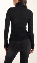 Load image into Gallery viewer, BLACK ROLL NECK RIBBED TOP