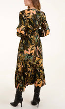 Load image into Gallery viewer, KHAKI ABSTRACT LEAF PRINT V-NECK DRESS