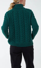 Load image into Gallery viewer, DARK GREEN ROLL NECK KNIT CABLE JUMPER