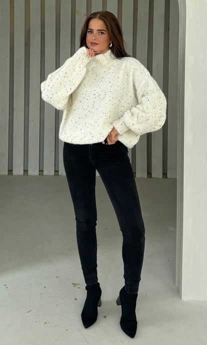 Sonya Cream Speckled Sequin Knit Jumper