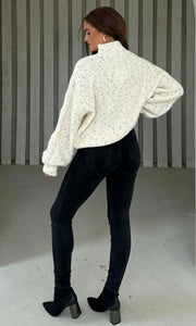 Sonya Cream Speckled Sequin Knit Jumper