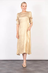 Hazel Tea Dress - Champagne, Metallic