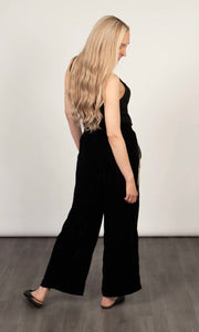 Max Wide Leg Trousers - Black/Gold, Velvet