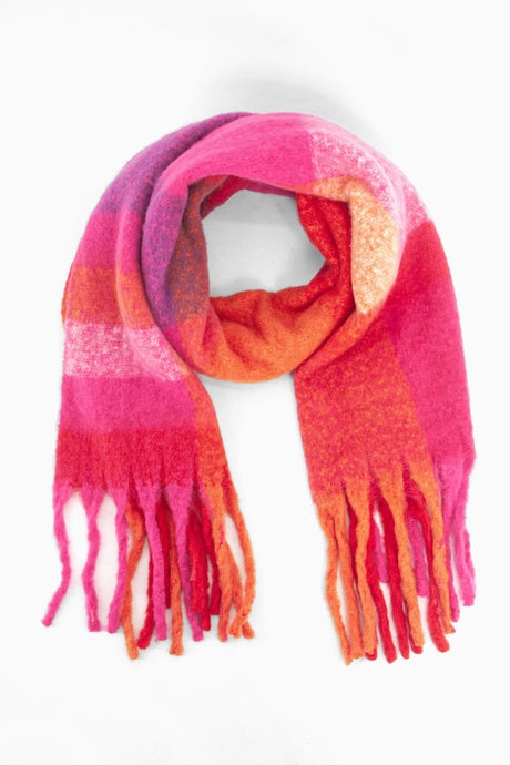 Allie Heavyweight Scarf - Fuchsia, Square Colour Block