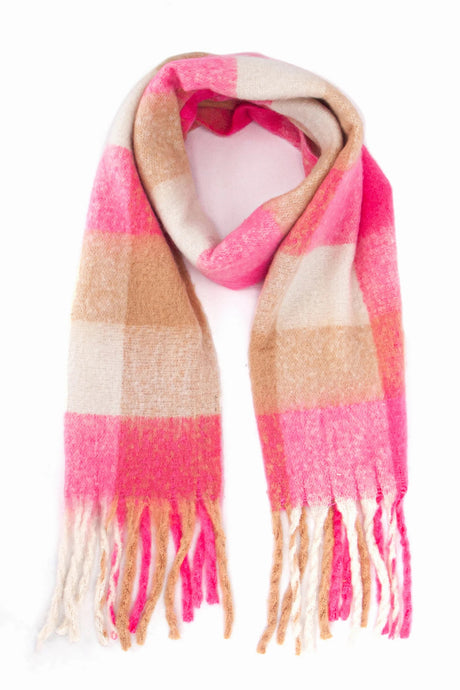 Allie Heavyweight Scarf - Pink, Square Colour Block