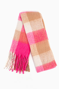 Allie Heavyweight Scarf - Pink, Square Colour Block