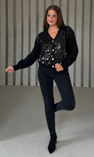 Load image into Gallery viewer, Rita Black and Silver Sequin Knit Cardigan