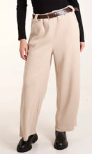 Load image into Gallery viewer, CREAM  RIB KNIT STRAIGHT LEG BELTED TROUSER