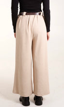 Load image into Gallery viewer, CREAM  RIB KNIT STRAIGHT LEG BELTED TROUSER