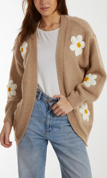 BROWN DAISY FLOWER CARDIGAN