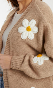 BROWN DAISY FLOWER CARDIGAN