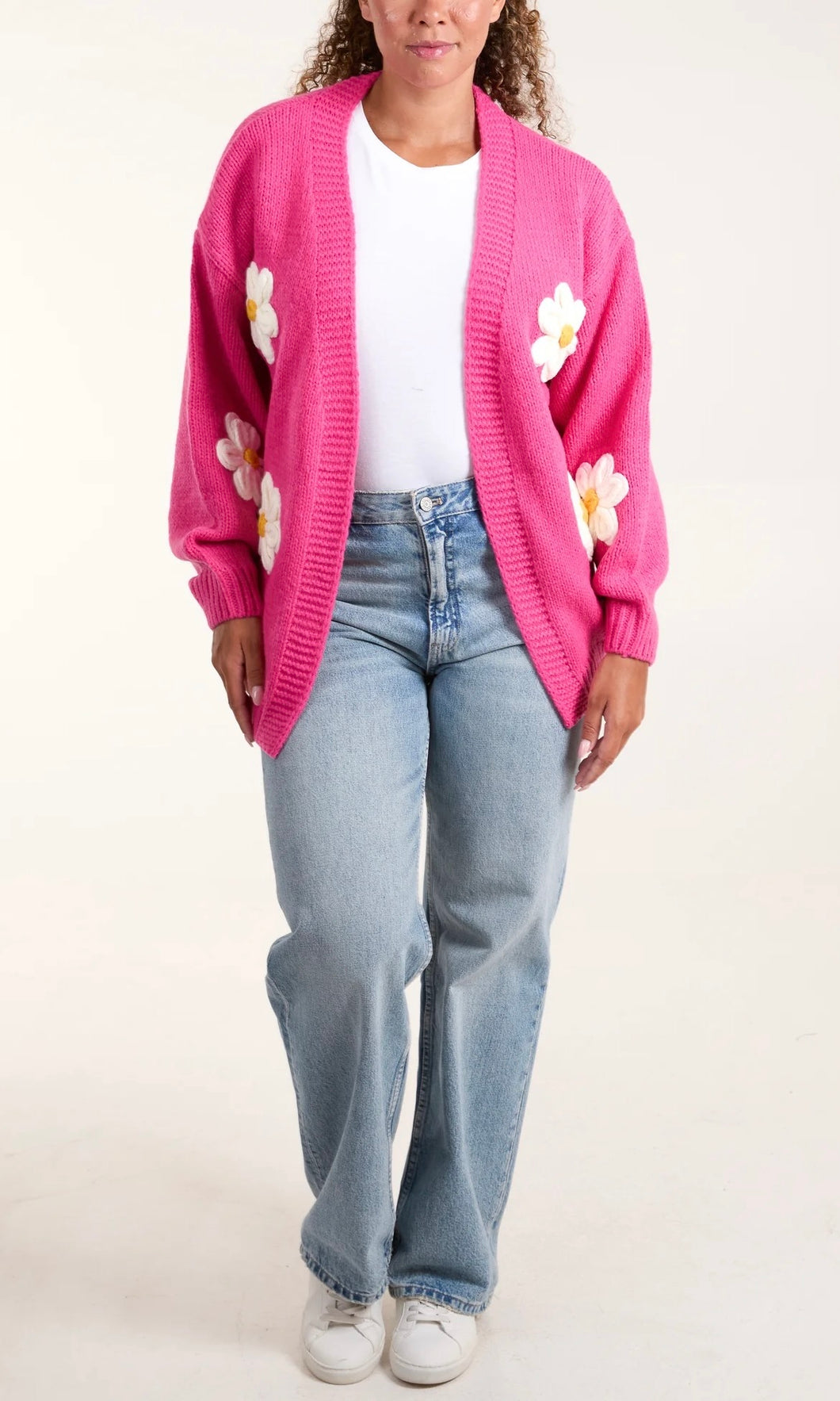 PINK DAISY FLOWER CARDIGAN