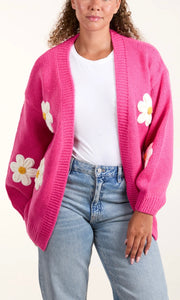 PINK DAISY FLOWER CARDIGAN