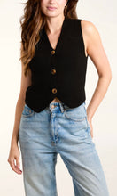 Load image into Gallery viewer, BLACK CROPPED BUTTON DOWN KNITTED WAISTCOAT