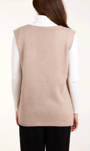 BEIGE COCONUT BUTTON V-NECK KNIT WAISTCOAT