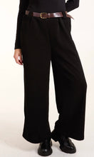 Load image into Gallery viewer, BLACK RIBBED KNIT STRAIGHT LEG BELTED TROUSER