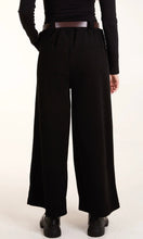 Load image into Gallery viewer, BLACK RIBBED KNIT STRAIGHT LEG BELTED TROUSER