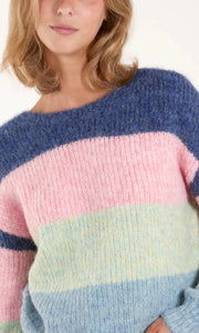 PASTEL RAINBOW MULTI COLOURED STRIPE KNIT JUMPER