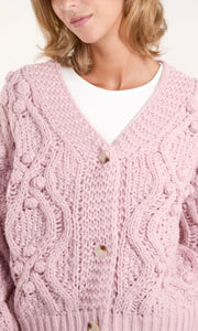 PINK CHUNKY KNIT CARDIGAN