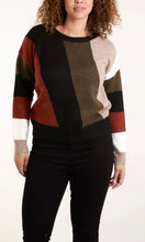 Load image into Gallery viewer, BLACK COLOURFUL DIAGONAL STRIPE KNIT JUMPER