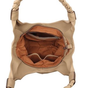 Tan Knot Handle Soft Slouchy Bag