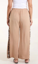 Load image into Gallery viewer, CAMEL LEOPARD SIDE STRIPE WIDE LEG TROUSERS