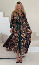 Load image into Gallery viewer, Angela Leopard Print Green Shirt Maxi Dress