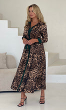 Load image into Gallery viewer, Angela Leopard Print Green Shirt Maxi Dress