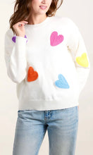 Load image into Gallery viewer, IVORY RAINBOW KNIT HEART JUMPER