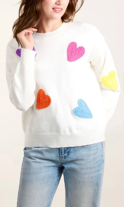 IVORY RAINBOW KNIT HEART JUMPER