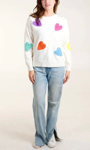 IVORY RAINBOW KNIT HEART JUMPER