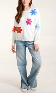 IVORY RAINBOW KNIT FLOWER JUMPER