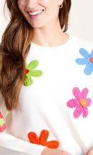 Load image into Gallery viewer, IVORY RAINBOW KNIT FLOWER JUMPER