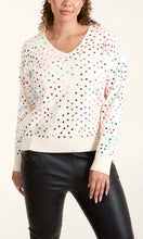 Load image into Gallery viewer, CREAM MULTI SEQUIN V NECK JUMPER