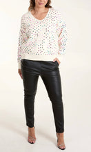 Load image into Gallery viewer, CREAM MULTI SEQUIN V NECK JUMPER