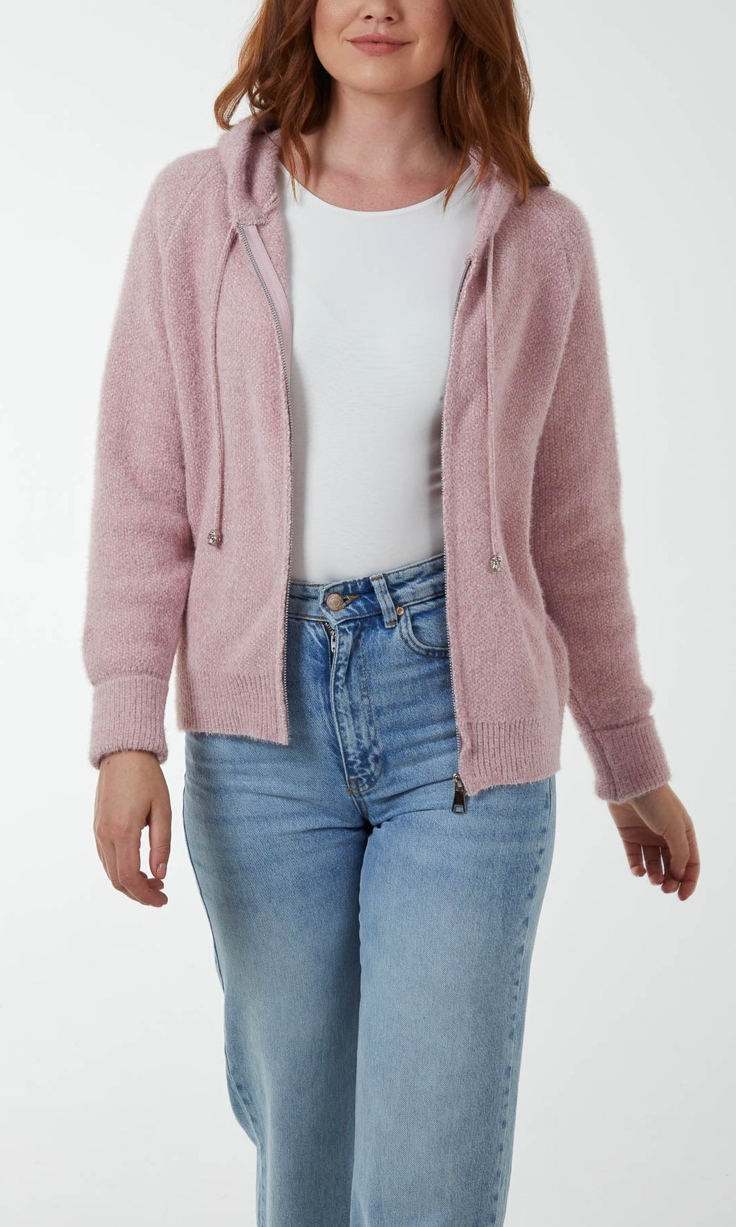 PINK ZIP UP COSY HOODIE