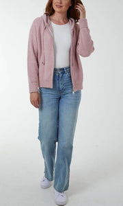 PINK ZIP UP COSY HOODIE