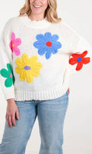 Load image into Gallery viewer, WHITE MULTI COLOUR FLOWERS KNIT JUMPER