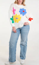 Load image into Gallery viewer, WHITE MULTI COLOUR FLOWERS KNIT JUMPER